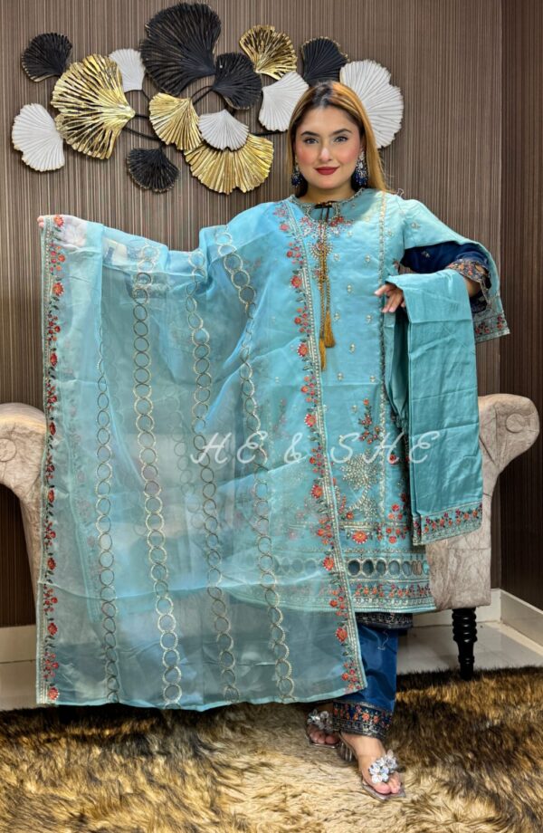 Soft Organza Full Stitched Superhit Party Dress - Image 4