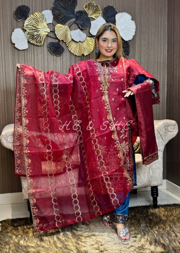 Soft Organza Full Stitched Superhit Party Dress - Image 3