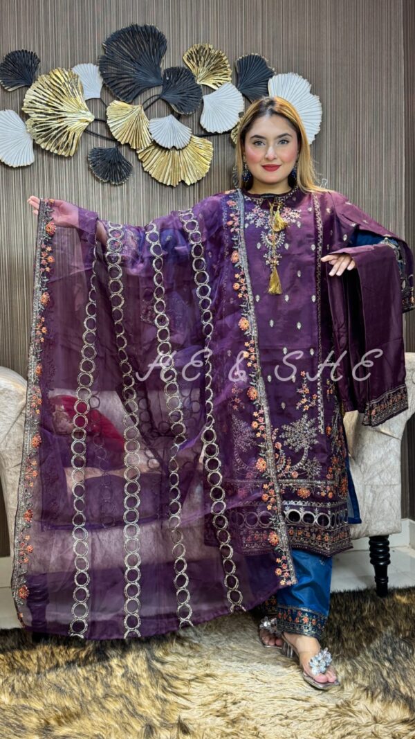Soft Organza Full Stitched Superhit Party Dress - Image 5